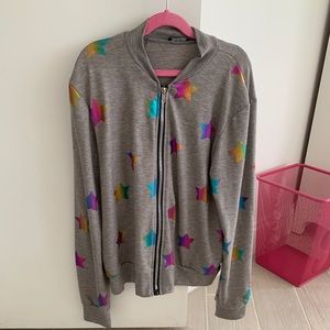 Girls Terez hoodless multi-color zip-up